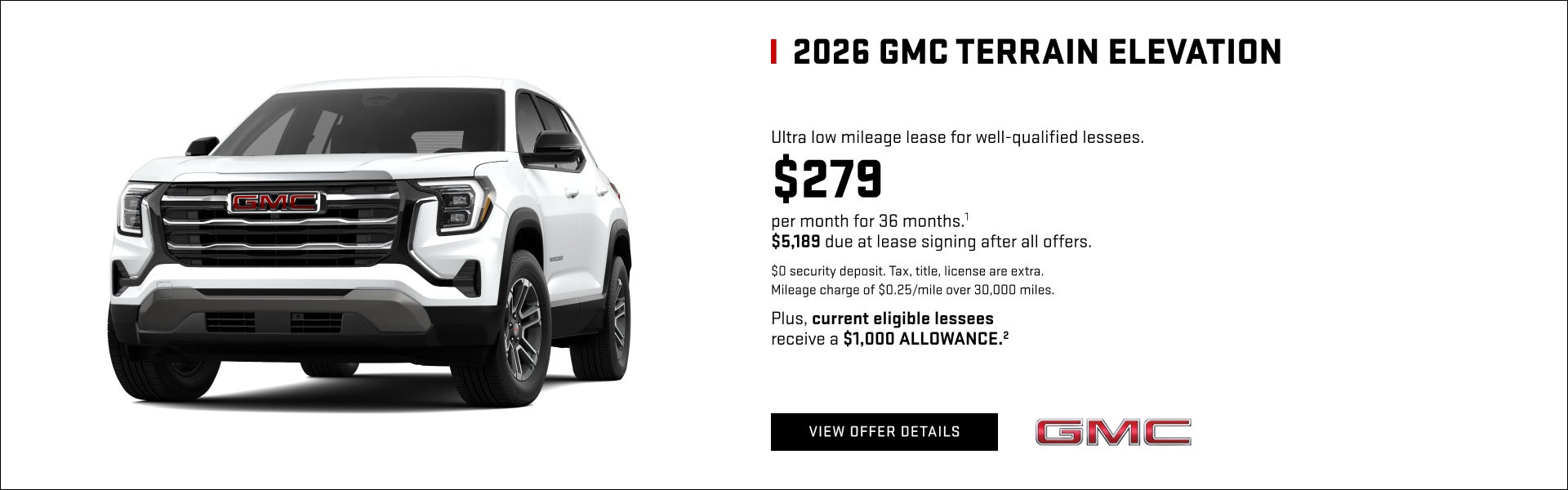 Ultra low mileage lease for well-qualified lessees.

$279 per month for 36 months.1 

$5,189 due ...